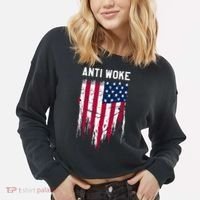 Anti Woke American Flag Patriotic Cancel Cancel Culture Cropped Pullover Crew thumb 2