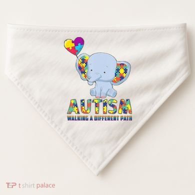 Autism Walking A Different Path Elephant USA-Made Doggie Bandana