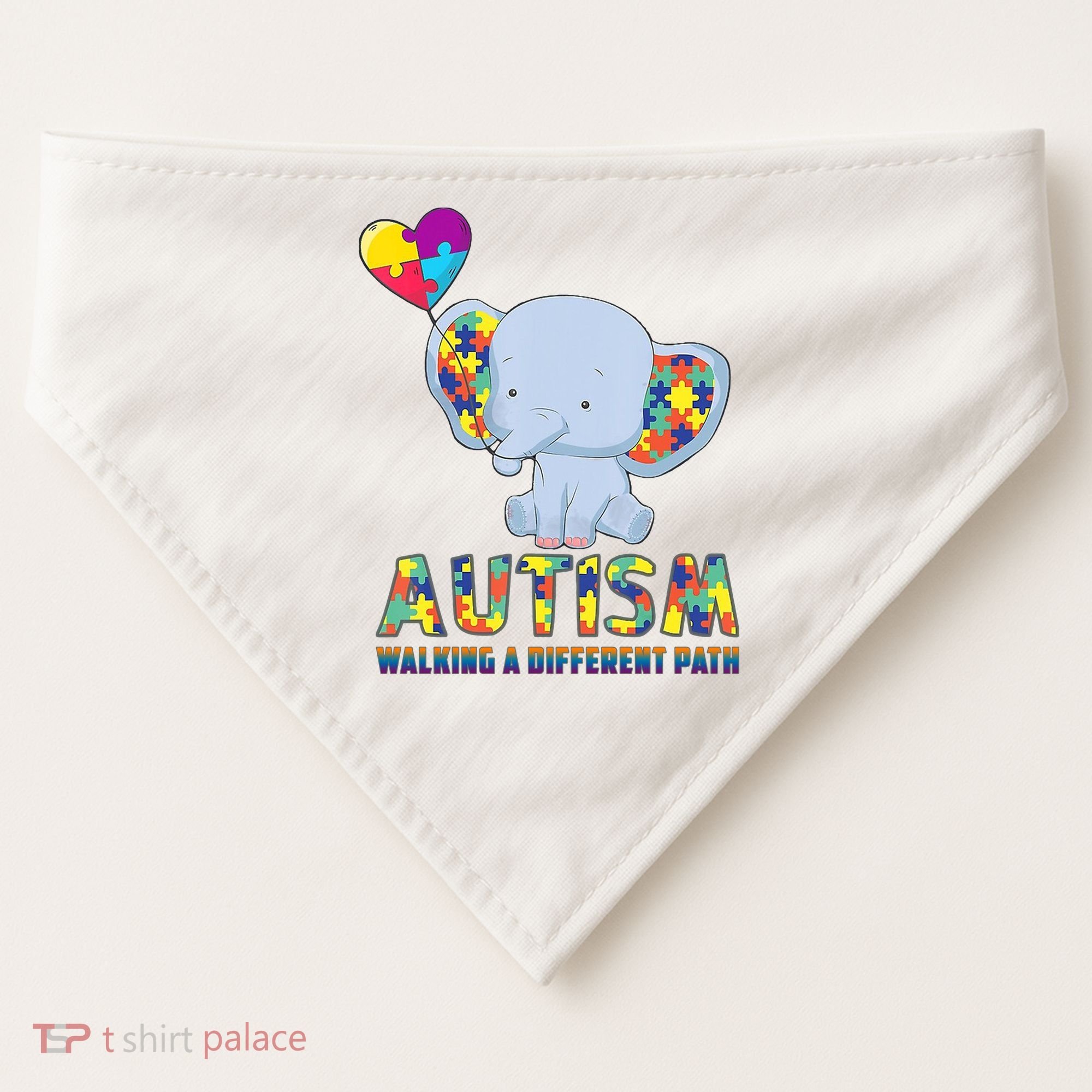 Autism Walking A Different Path Elephant USA-Made Doggie Bandana