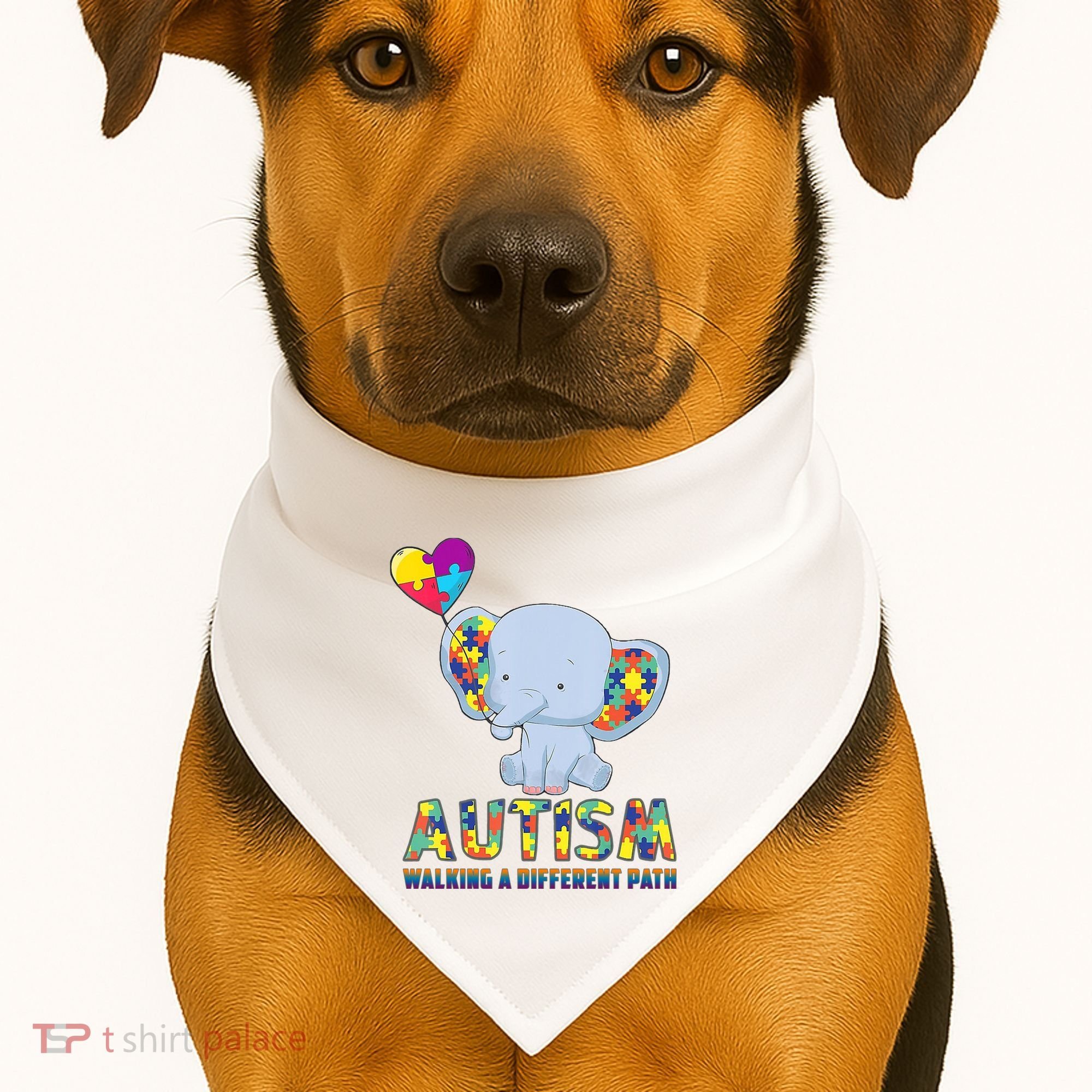 Autism Walking A Different Path Elephant USA-Made Doggie Bandana