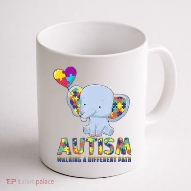 Autism Walking A Different Path Elephant Coffee Mug back