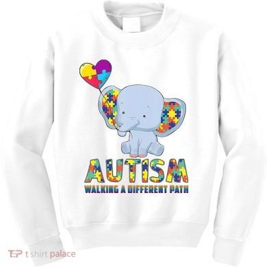 Autism Walking A Different Path Elephant Kids Sweatshirt