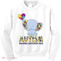 Autism Walking A Different Path Elephant Kids Sweatshirt thumb 0