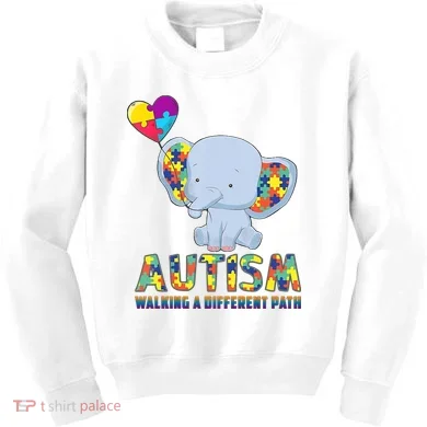 Autism Walking A Different Path Elephant Kids Sweatshirt