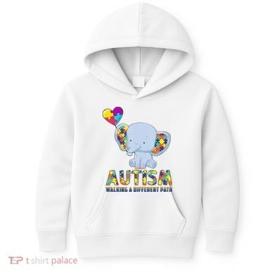 Autism Walking A Different Path Elephant Kids Hoodie