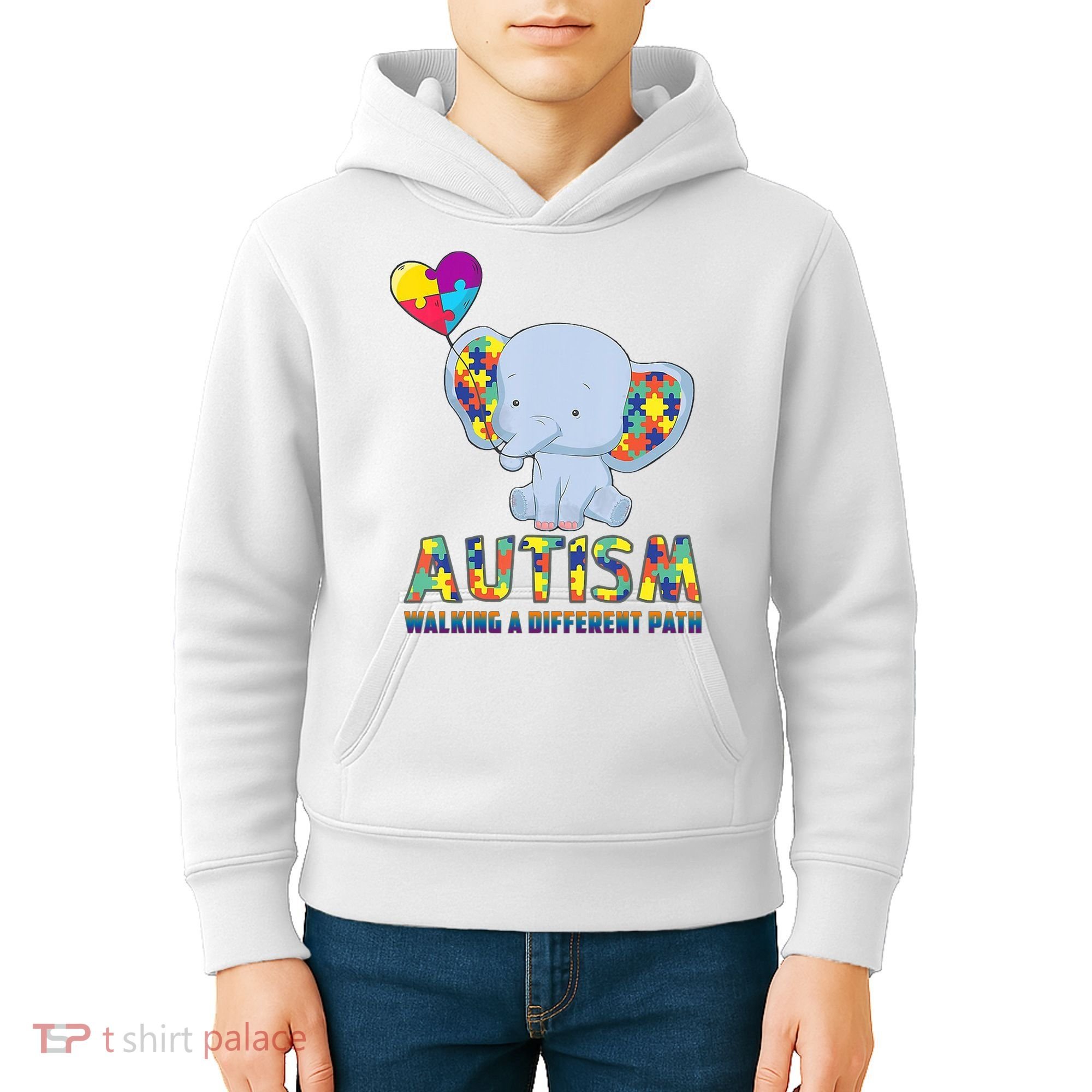 Autism Walking A Different Path Elephant Kids Hoodie