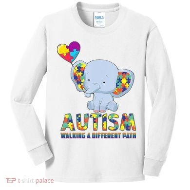 Autism Walking A Different Path Elephant Kids Long Sleeve Shirt