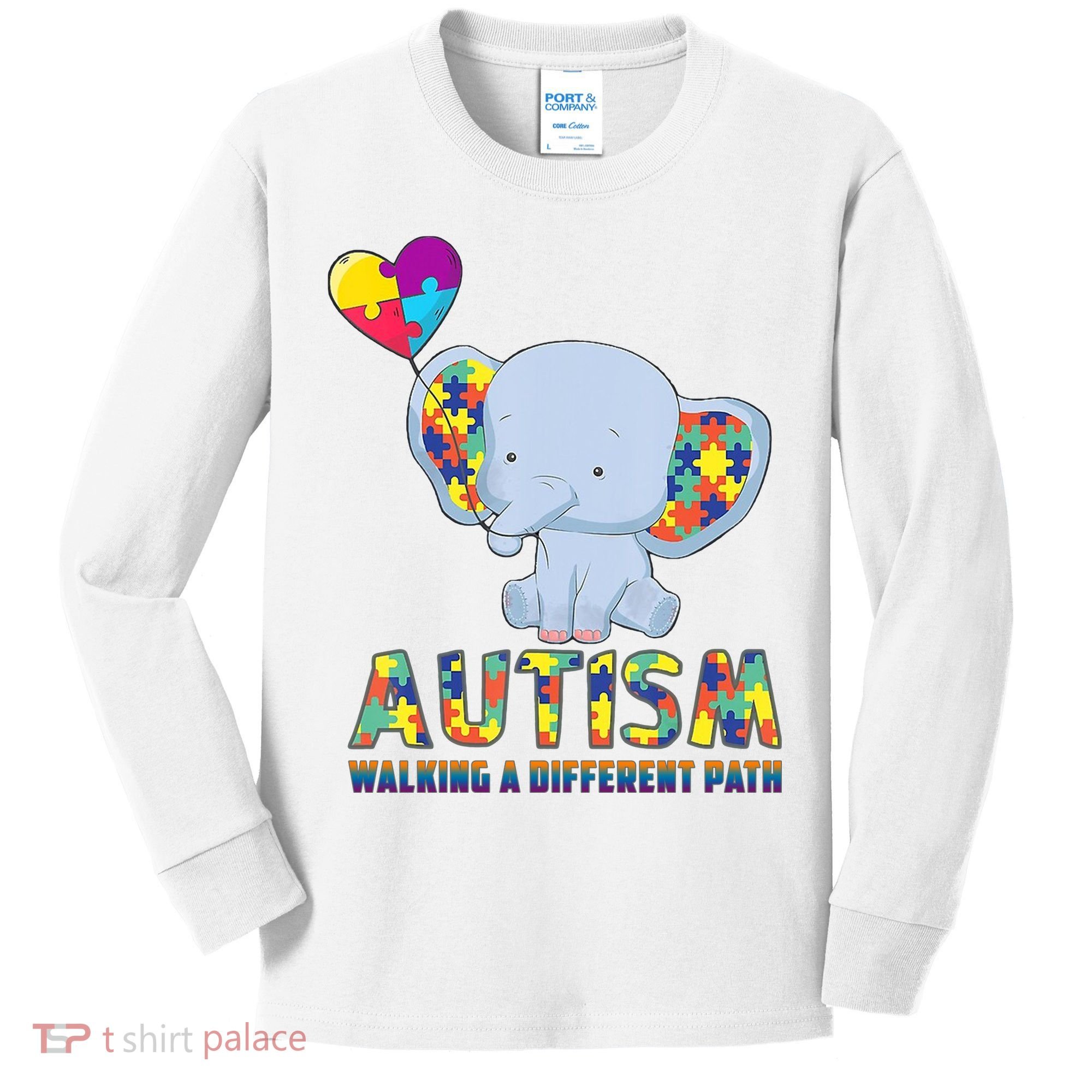 Autism Walking A Different Path Elephant Kids Long Sleeve Shirt