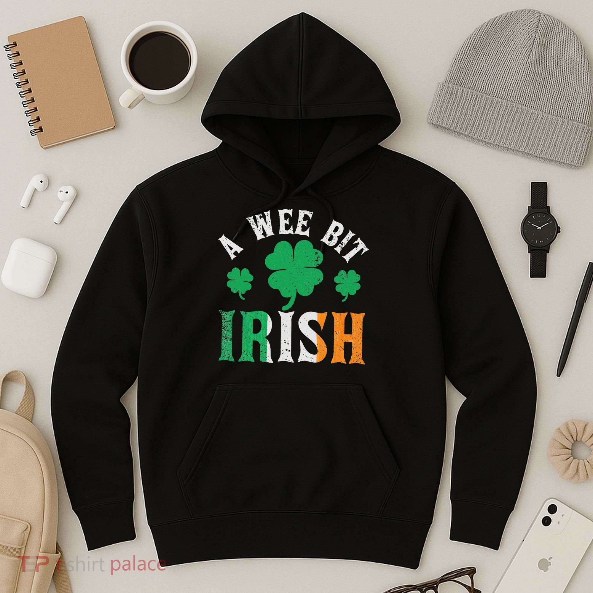 A Wee Bit Irish Saint Patrick's Day Ireland Flag Shamrock Hoodie