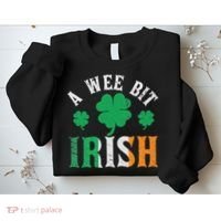 A Wee Bit Irish Saint Patrick's Day Ireland Flag Shamrock Sweatshirt thumb 2