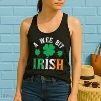 A Wee Bit Irish Saint Patrick's Day Ireland Flag Shamrock Women's Tank Top thumb 2