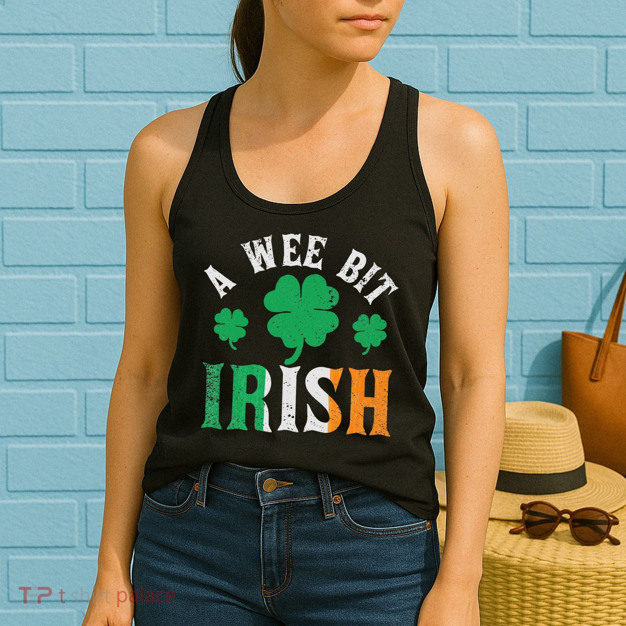 A Wee Bit Irish Saint Patrick's Day Ireland Flag Shamrock Women's Tank Top