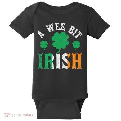 A Wee Bit Irish Saint Patrick's Day Ireland Flag Shamrock Baby Bodysuit