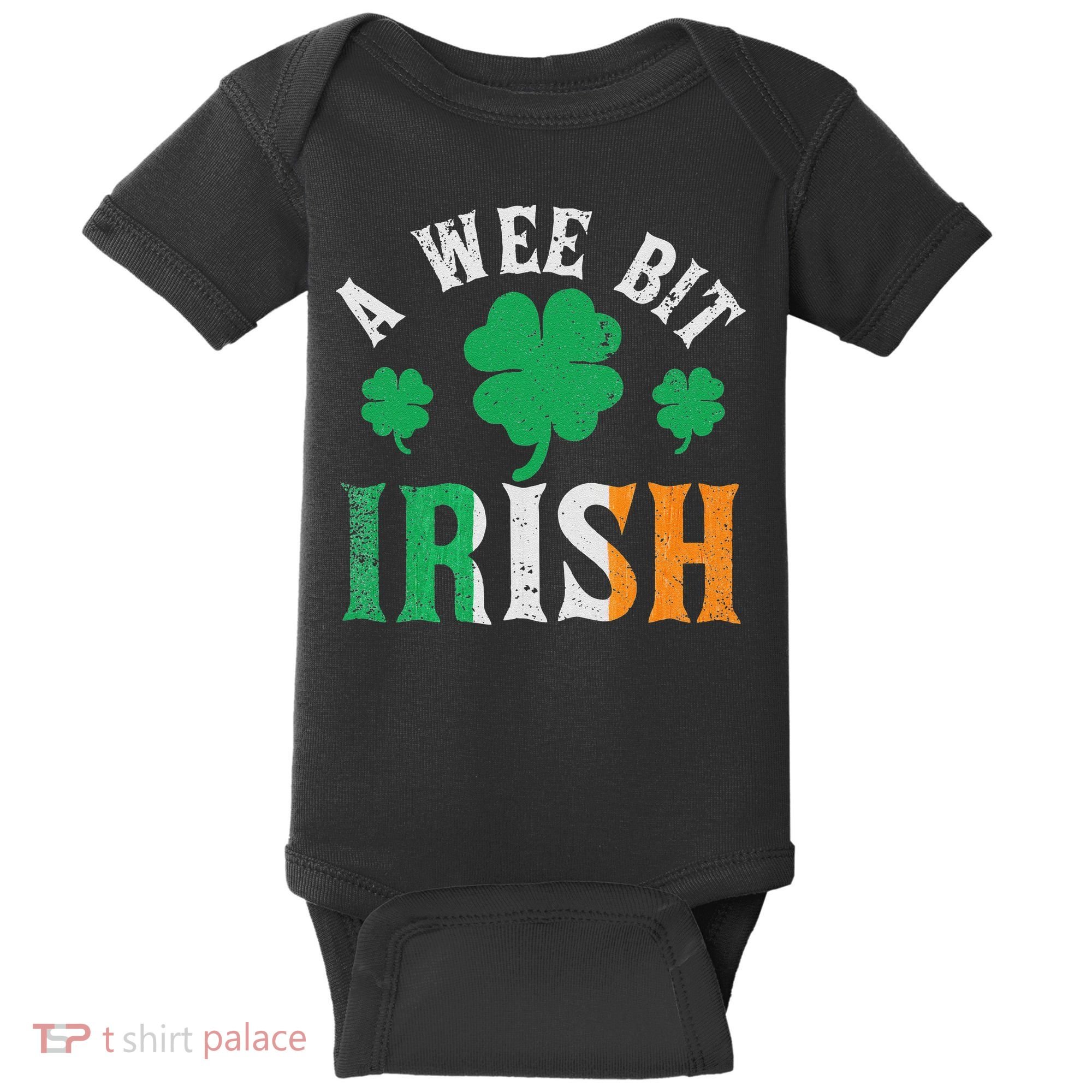 A Wee Bit Irish Saint Patrick's Day Ireland Flag Shamrock Baby Bodysuit