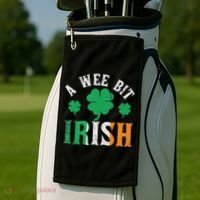 A Wee Bit Irish Saint Patrick's Day Ireland Flag Shamrock Golf Towel thumb 2