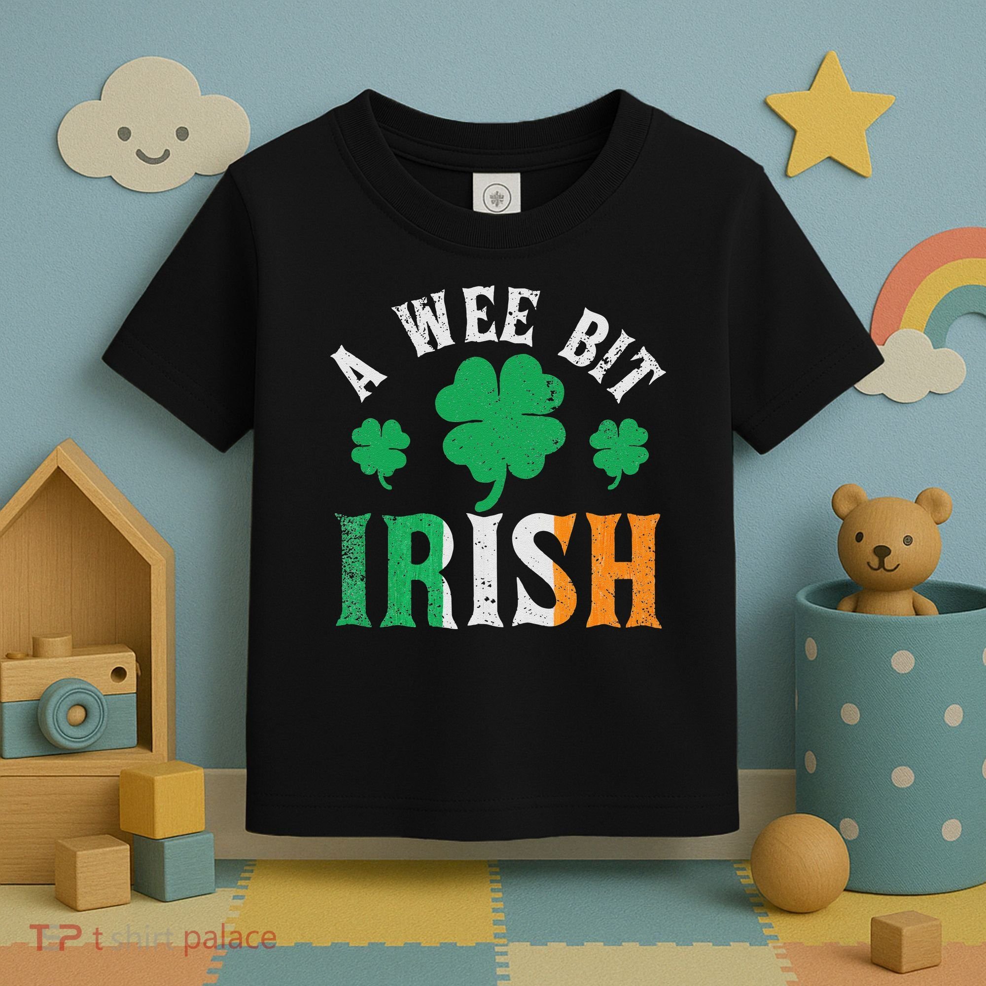 A Wee Bit Irish Saint Patrick's Day Ireland Flag Shamrock Toddler T-Shirt
