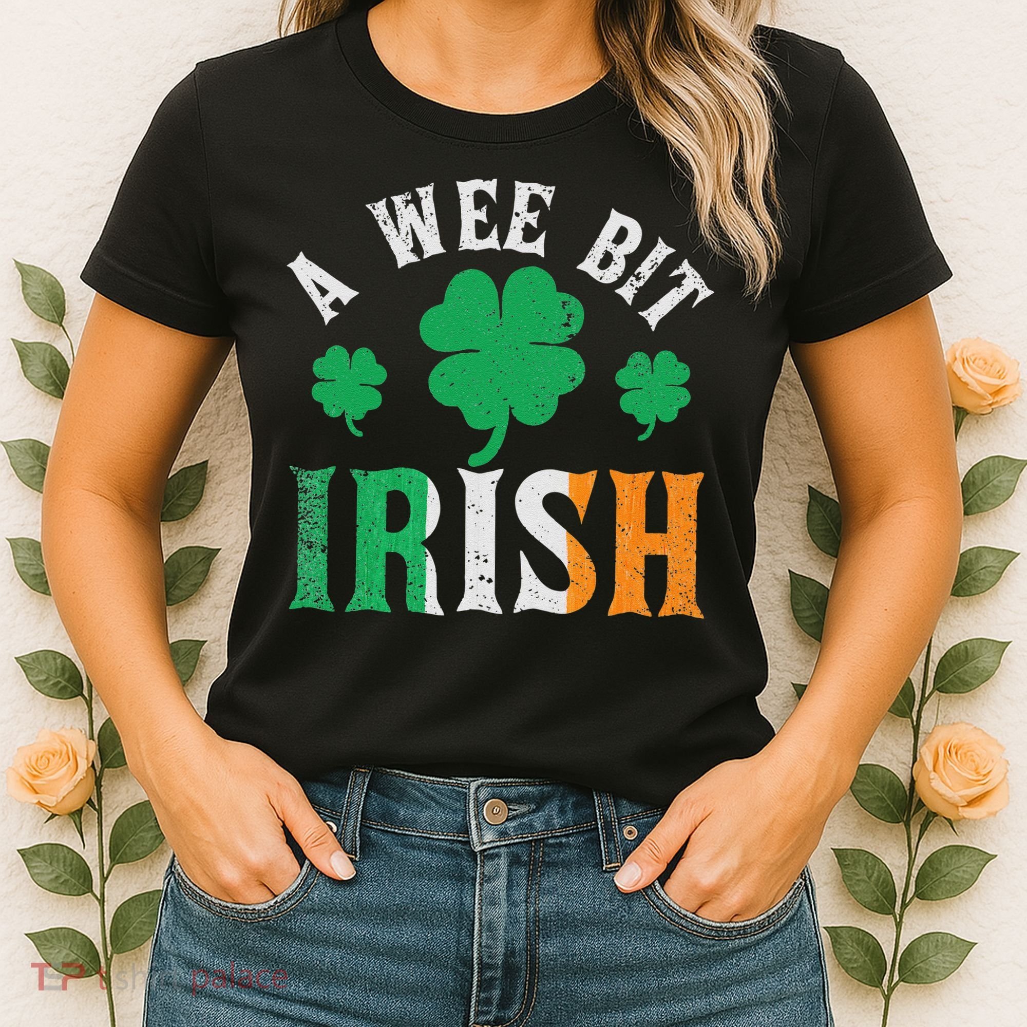 A Wee Bit Irish Saint Patrick's Day Ireland Flag Shamrock Women's T-Shirt