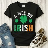 A Wee Bit Irish Saint Patrick's Day Ireland Flag Shamrock Women's T-Shirt thumb 3