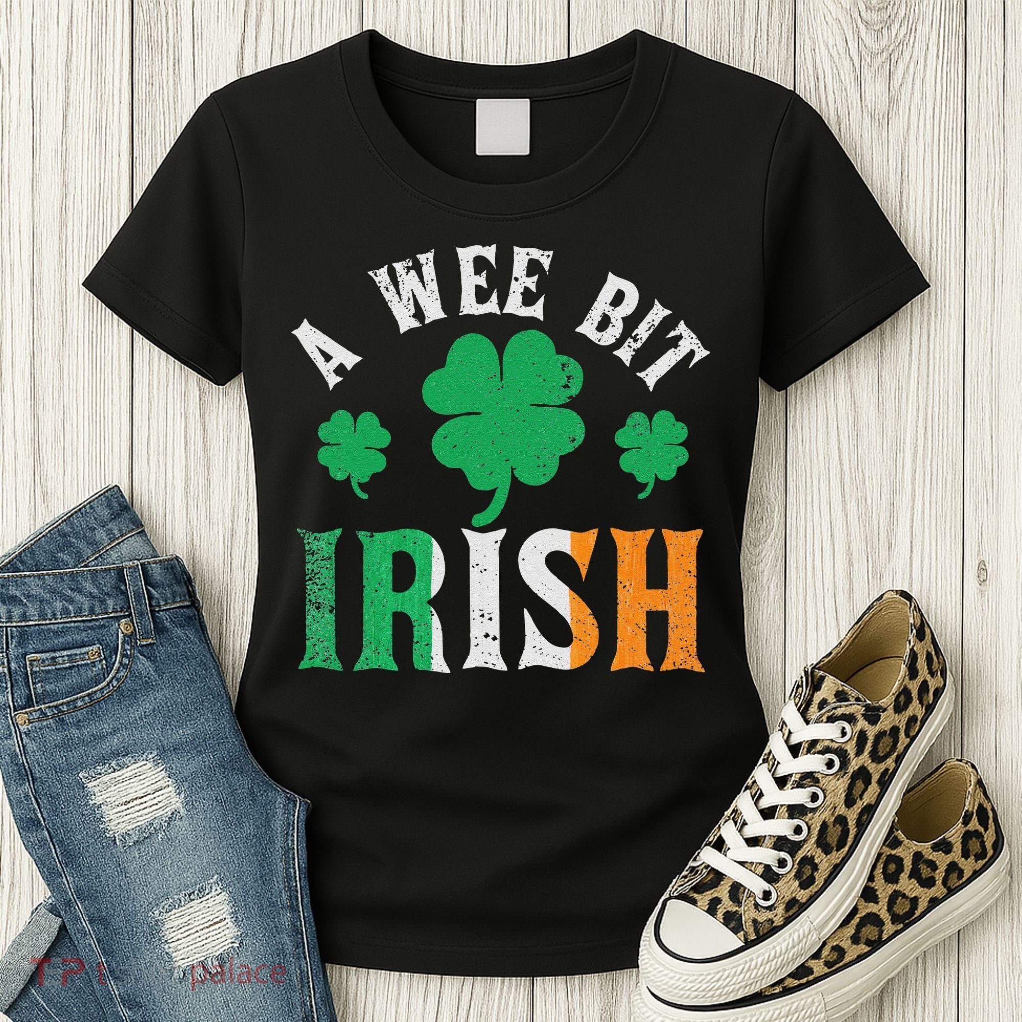A Wee Bit Irish Saint Patrick's Day Ireland Flag Shamrock Women's T-Shirt