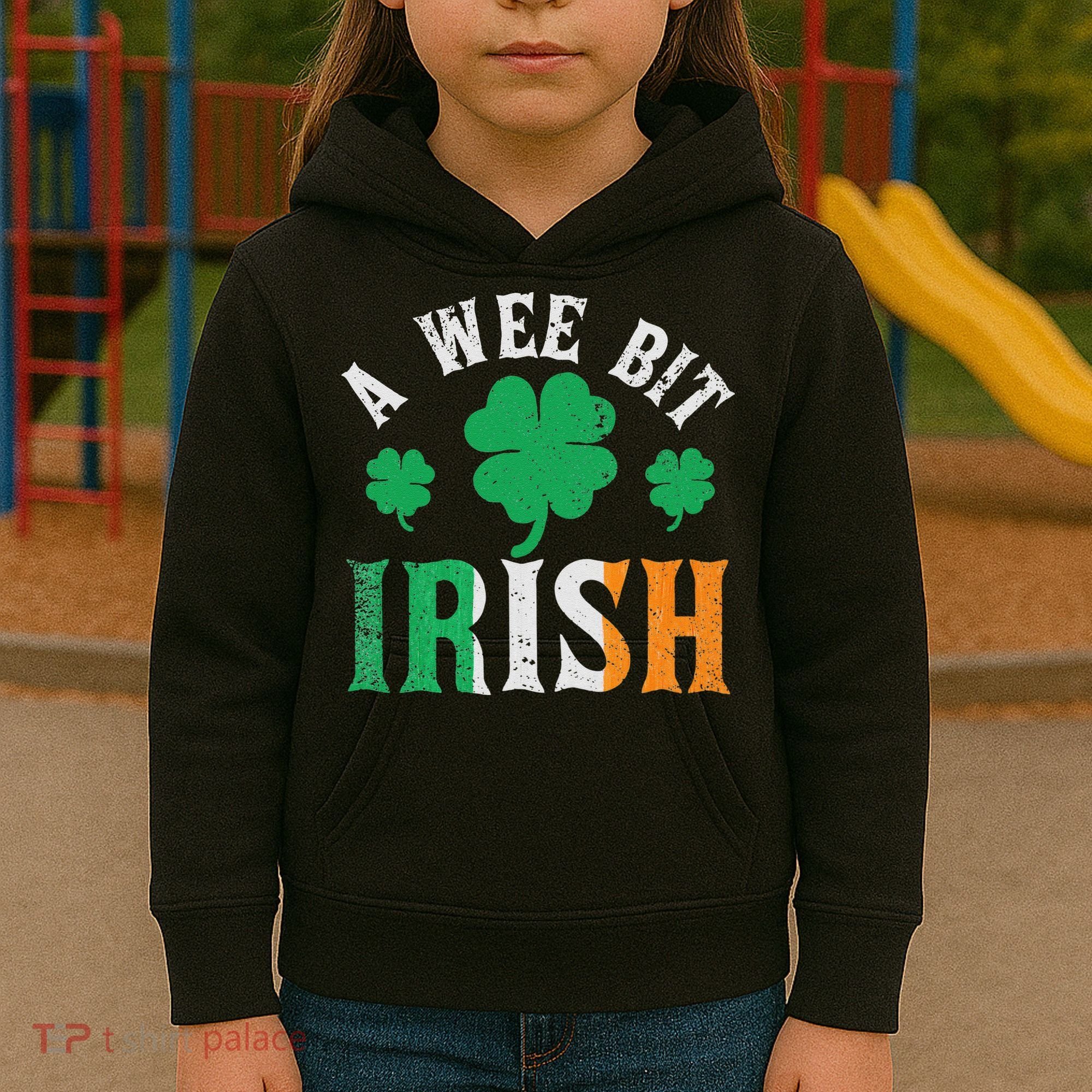A Wee Bit Irish Saint Patrick's Day Ireland Flag Shamrock Kids Hoodie