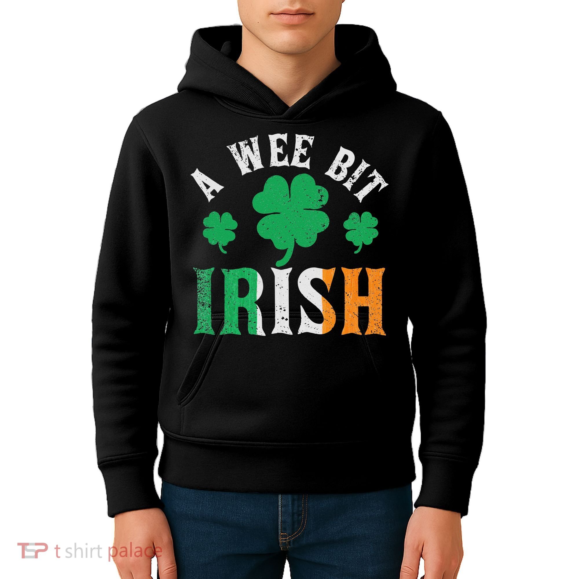 A Wee Bit Irish Saint Patrick's Day Ireland Flag Shamrock Kids Hoodie