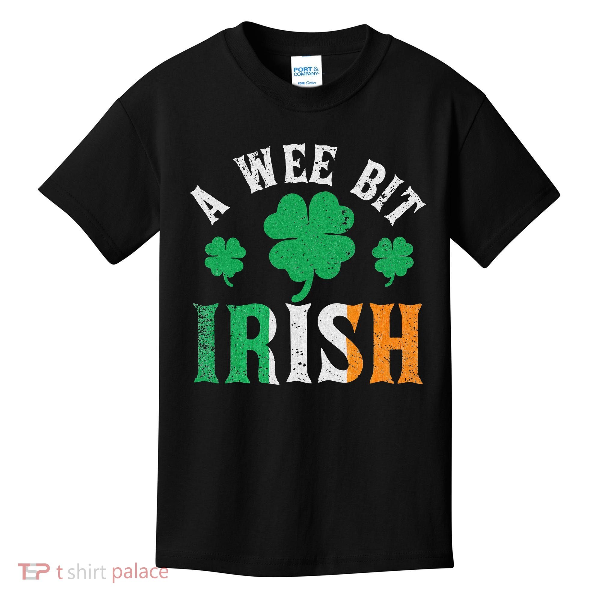 A Wee Bit Irish Saint Patrick's Day Ireland Flag Shamrock Kids T-Shirt