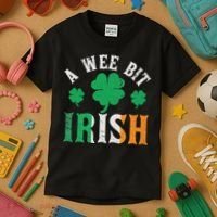 A Wee Bit Irish Saint Patrick's Day Ireland Flag Shamrock Kids T-Shirt thumb 3