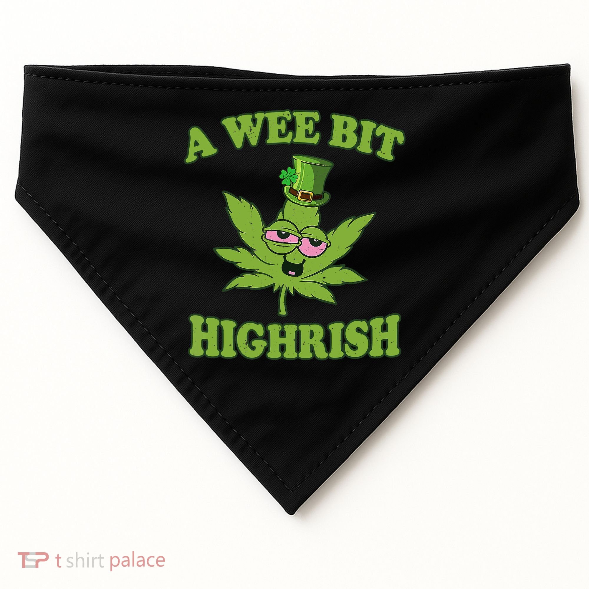 A Wee Bit Highrish Funny 420 Weed Marijuana St Patricks Day USA-Made Doggie Bandana