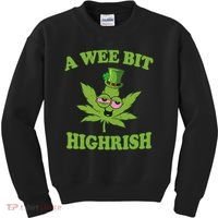 A Wee Bit Highrish Funny 420 Weed Marijuana St Patricks Day Kids Sweatshirt thumb 0