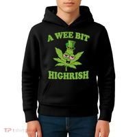 A Wee Bit Highrish Funny 420 Weed Marijuana St Patricks Day Kids Hoodie thumb 4