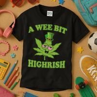A Wee Bit Highrish Funny 420 Weed Marijuana St Patricks Day Kids T-Shirt thumb 3