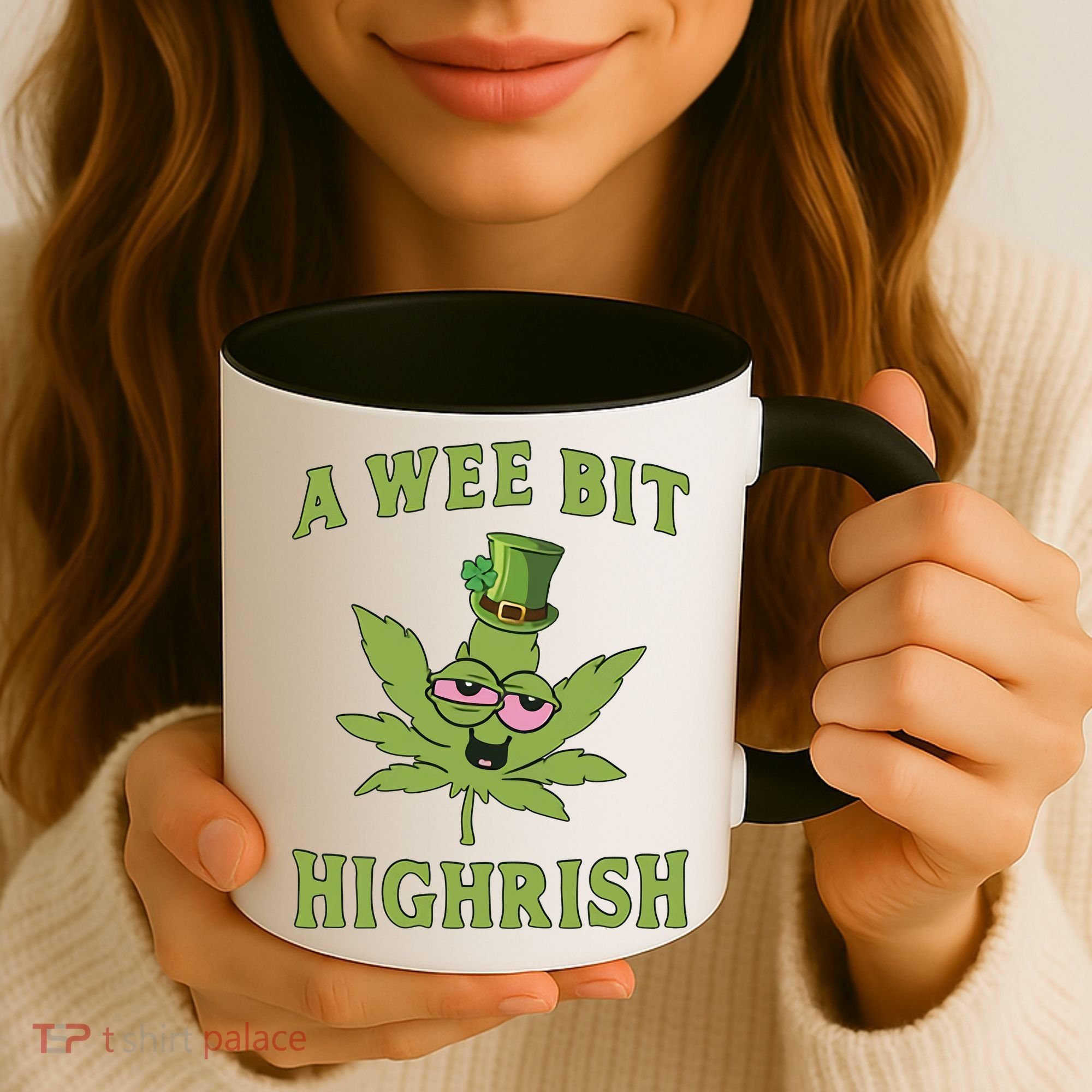 A Wee Bit Highrish Lucky Shamrock Funny St Patricks Day Coffee Mug