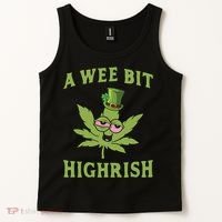 A Wee Bit Highrish Lucky Shamrock Funny St Patricks Day Tank Top thumb 2