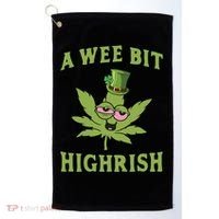 A Wee Bit Highrish Lucky Shamrock Funny St Patricks Day Golf Towel thumb 0