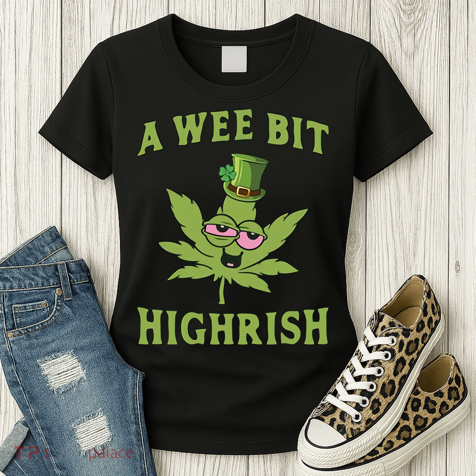A Wee Bit Highrish Lucky Shamrock Funny St Patricks Day Women's T-Shirt
