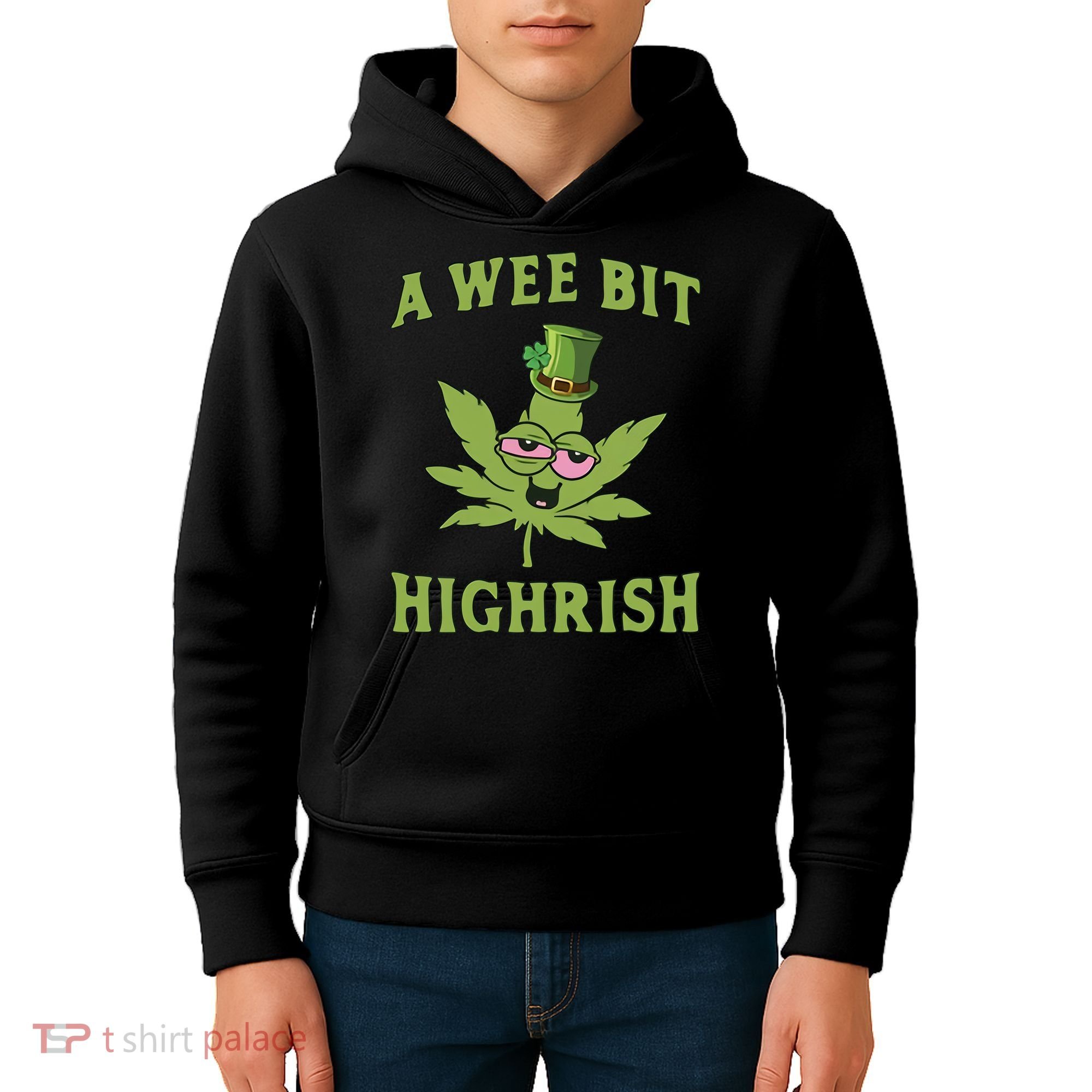 A Wee Bit Highrish Lucky Shamrock Funny St Patricks Day Kids Hoodie