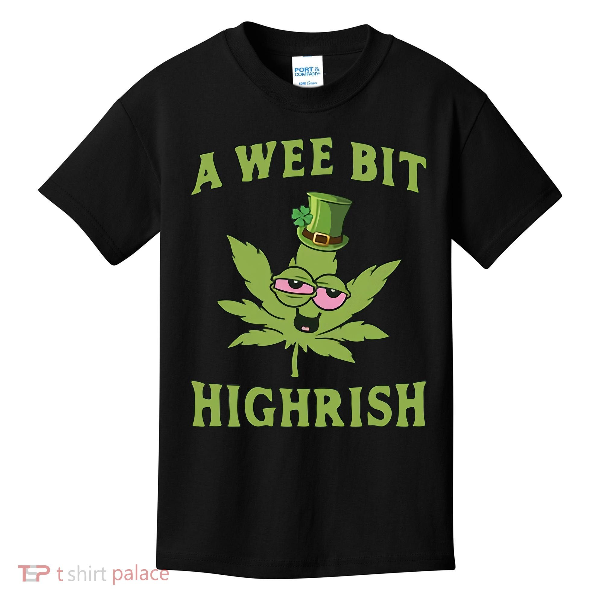 A Wee Bit Highrish Lucky Shamrock Funny St Patricks Day Kids T-Shirt