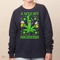 A Wee Bit Highrish Funny 420 Weed Marijuana St Patricks Day Women's Sweatshirt thumb 0