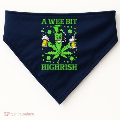 A Wee Bit Highrish Funny 420 Weed Marijuana St Patricks Day USA-Made Doggie Bandana