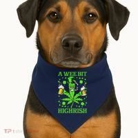 A Wee Bit Highrish Funny 420 Weed Marijuana St Patricks Day USA-Made Doggie Bandana thumb 1