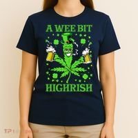 A Wee Bit Highrish Funny 420 Weed Marijuana St Patricks Day T-Shirt thumb 4