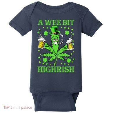 A Wee Bit Highrish Funny 420 Weed Marijuana St Patricks Day Baby Bodysuit