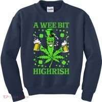 A Wee Bit Highrish Funny 420 Weed Marijuana St Patricks Day Kids Sweatshirt thumb 0