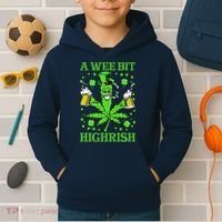 A Wee Bit Highrish Funny 420 Weed Marijuana St Patricks Day Kids Hoodie thumb 2