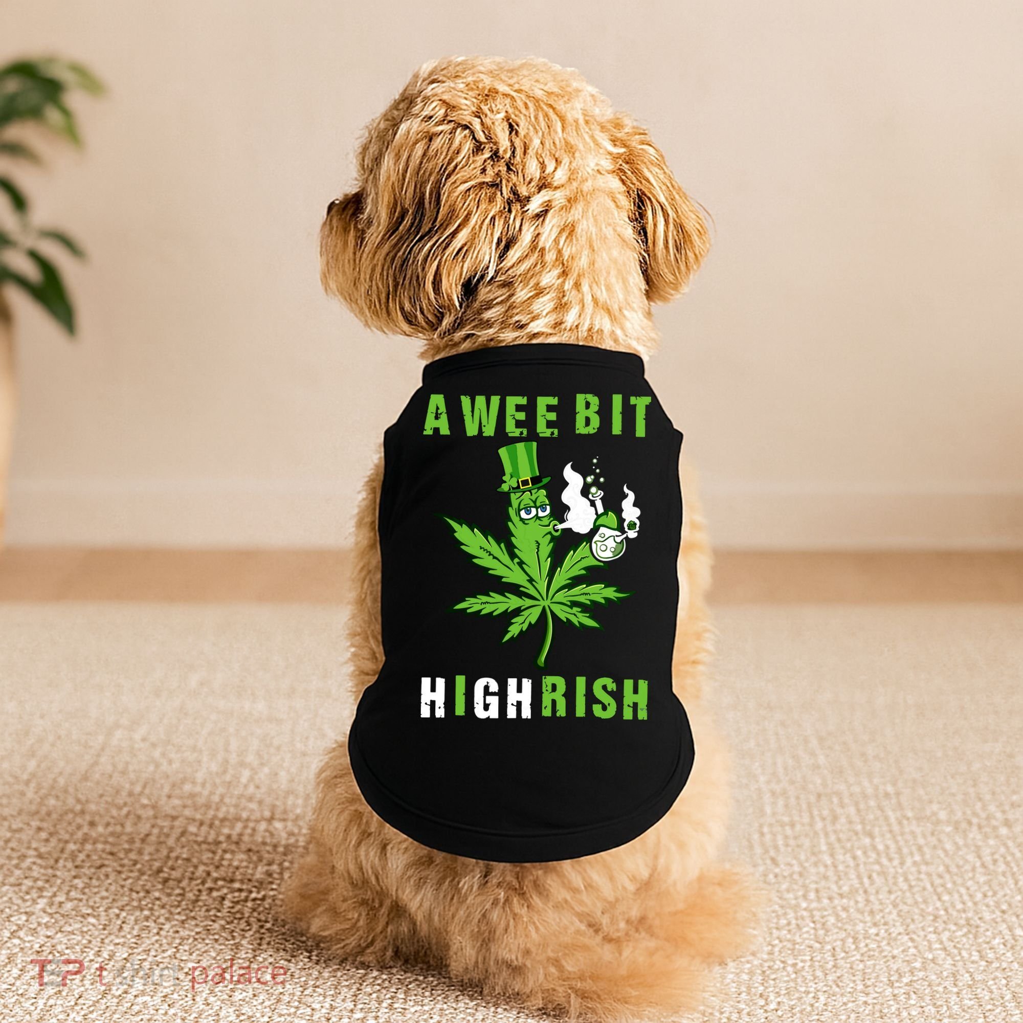 A Wee Bit Highrish Funny 420 Weed St Patricks Day Doggie Tank