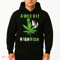 A Wee Bit Highrish Funny 420 Weed St Patricks Day Hoodie thumb 2