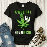 A Wee Bit Highrish Funny 420 Weed St Patricks Day Women's T-Shirt thumb 3