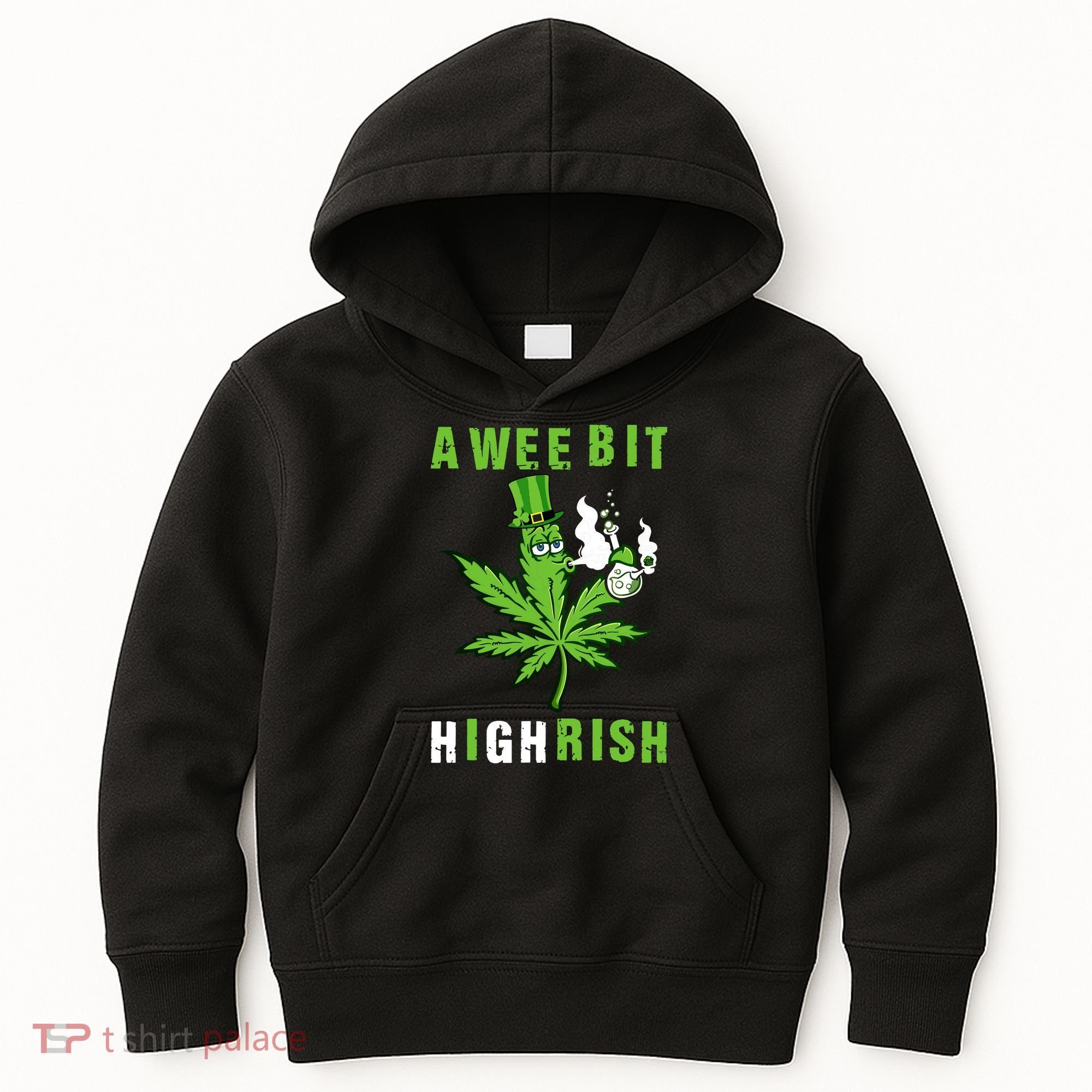A Wee Bit Highrish Funny 420 Weed St Patricks Day Kids Hoodie