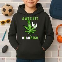 A Wee Bit Highrish Funny 420 Weed St Patricks Day Kids Hoodie thumb 2