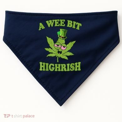 A Wee Bit Highrish Funny 420 Weed Marijuana St Patricks Day USA-Made Doggie Bandana